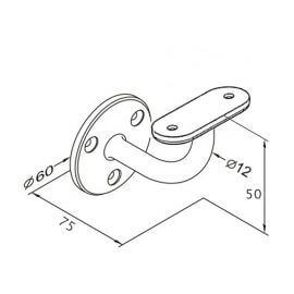 Platine inox - support fixation pour main courante plate